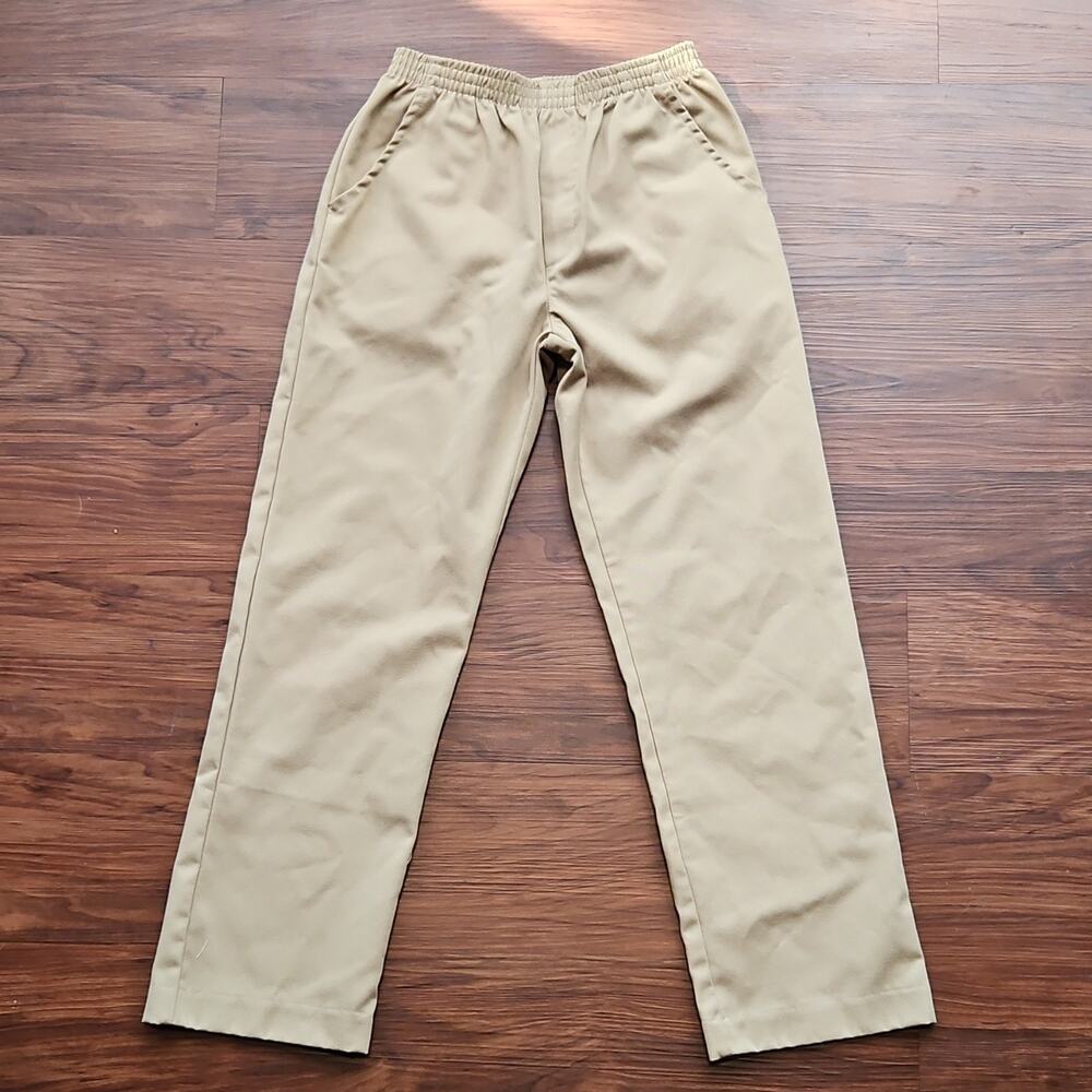 Bundle of 2 unik Boys Khaki Twill Pants Elastic Waist Pockets Size 10